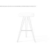High stool in steel and wood with footrest Marau