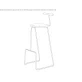 Tall steel stool with sled base and backrest Mamusa