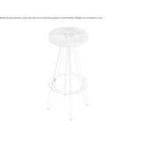 High stool in stainless steel and wood Cilimli