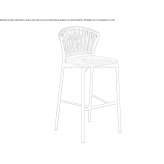 High stool in aluminum and teak with footrest Pavie