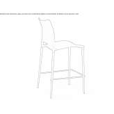 High polypropylene stool with backrest Ensenada
