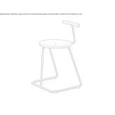Low garden stool made of powder-coated steel with backrest Mamusa