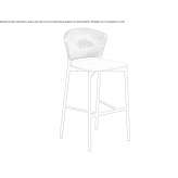 High stool with backrest made of aluminum and resin Pavie