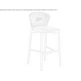 High stool in aluminum and teak with footrest Pavie