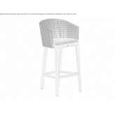 Synthetic fiber and teak stool with integrated cushion Infiesto