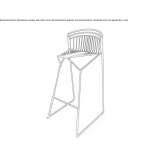 Tall steel stool with sled base and backrest Molieres