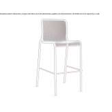 Tall, painted metal stool with backrest Grottole