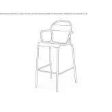 High plate stool with armrests, stackable Erchie