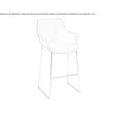Upholstered sleigh stool with armrests Atil