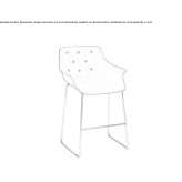 High stool on a sled base with armrests Atil