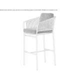 Powder-coated aluminum stool with footrest Chinchon