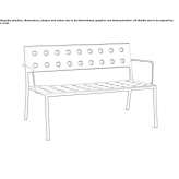 Powder-coated steel garden bench with armrests Leni