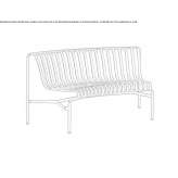 Sectional garden bench made of powder-coated steel with a backrest Quime