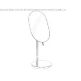 Freestanding, oval, brass bathroom mirror Commer
