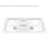 Two-bowl built-in stainless steel sink with drainer Zory