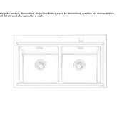 2-bowl stainless steel sink, partially flush Basiano