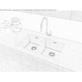 2-bowl stainless steel suspended sink Aubignan