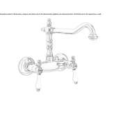 Two-hole, wall-mounted kitchen faucet with a swivel spout Slavnoye