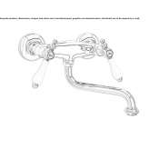 Two-hole, wall-mounted kitchen faucet with a swivel spout Slavnoye