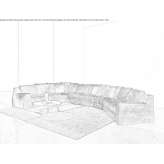 Sectional curved fabric sofa Goudelin