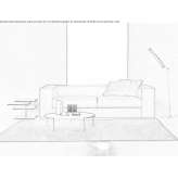 Materiałowa rozkładana sofa Orzech