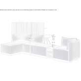 Segmentowa sofa materiałowa ze zintegrowanym stojakiem na czasopisma Rammenau