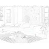 Sofa materiałowa rozkładana z szezlongiem Vacri