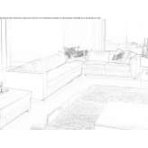 Corner sectional sofa in leather and fabric Chesham