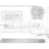 Sofa materiałowa segmentowa z szezlongiem Veszprem