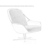 Leather swivel armchair with 5-star base with armrests Houwaart