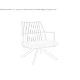 Powder-coated steel armchair on trestles with armrests Evjen