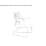 Powder-coated steel armchair on a sled base with armrests Evjen