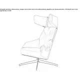 Wing leather swivel armchair with headrest Bignan
