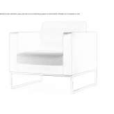 A quilted fabric armchair with a sled base and armrests Sitno
