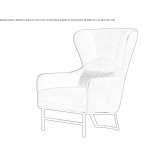 Bergere armchair in leather and fabric Camoapa