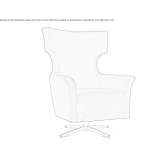 Wing chair with 4-star base with armrests Avola
