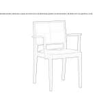 Beech armchair with armrests, stackable Mioglia