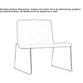 Upholstered armchair with a sleigh-shaped base, stackable Tucta