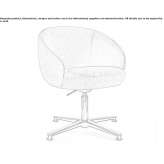Swivel armchair with 4-star base and armrests Porlezza