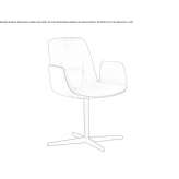Leather swivel chair with 4-star base with armrests Evran