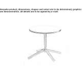 Round coffee table with 4-star base Lathbury