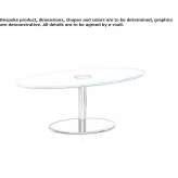 Stolik kawowy owalny ze szkła i stali do salonu Letcani