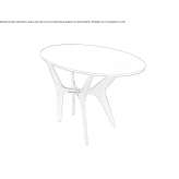 Tall side table made of oval glass and steel Nachig