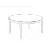 Round coffee table made of wood and glass Hiram