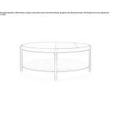 A low, round, wooden coffee table Ibach
