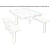 Canteen table made of galvanized sheet metal, monoblock, with integrated benches Gancani