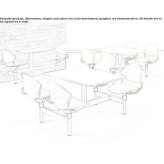 Rectangular plastic monoblock table with integrated seats Moncton