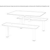 Monoblock canteen table in steel and wood with integrated benches Gancani