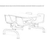 Monoblock canteen table made of steel and wood with integrated seats Uehlfeld