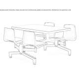 Rectangular monoblock table made of steel and wood with integrated seats Wehrheim
